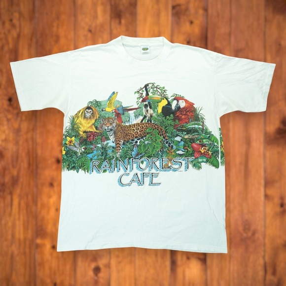 Habitat Other - Vintage 90s Rainforest Wrap Around Nature Animal Habitat T-Shirt XL ~ Men's